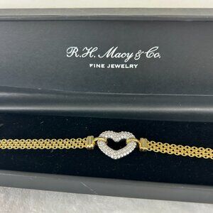 Macy's 925 Silver & 18K Gold-Plate Cubic Zirconia Heart Bracelet